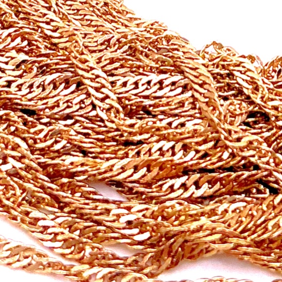 Vintage GOLD TONE Multi Strand Chain Necklace 16” - Picture 3 of 3